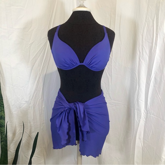 ❤️ LAST DAY Vintage 1990s Catalina Bra-Style Bikini Top w/ Matching Sarong - Picture 1 of 13